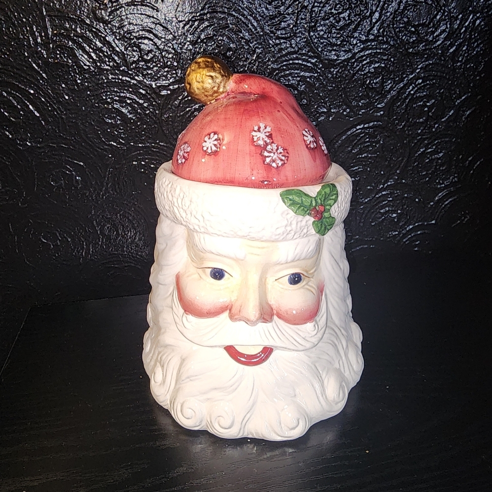 Vintage International Bazaar Tilted Santa Head Cookie Jar – With Original Box